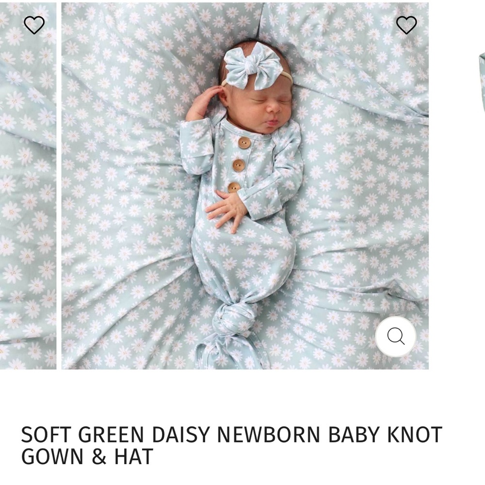 Caden Lane Soft Green Daisy Floral Baby Outfit - Picture 7 of 9
